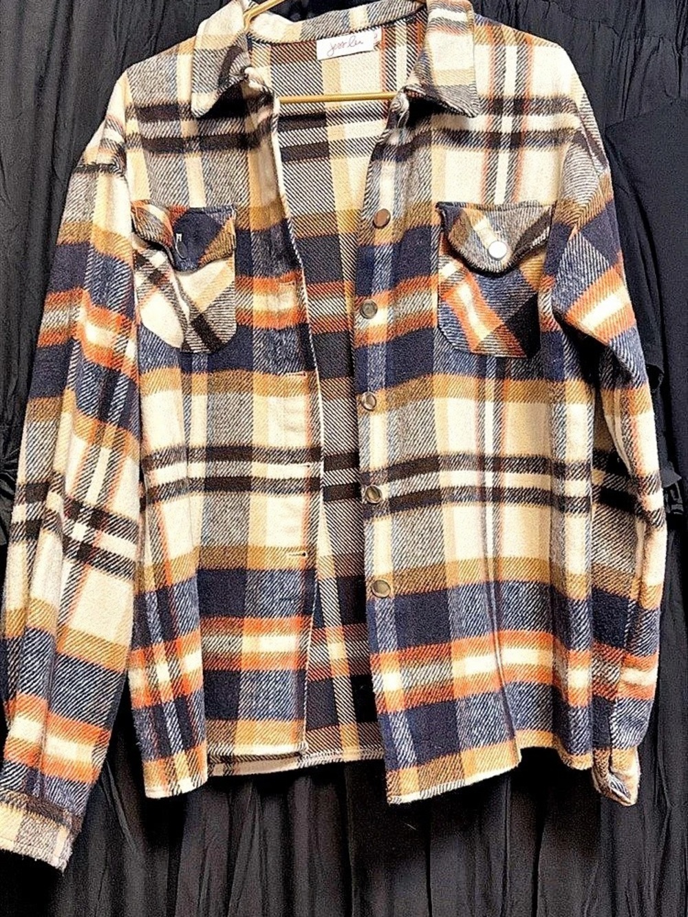Plaid Shacket in Brown & Orange Like New
